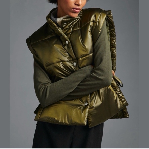 Anthropologie Jackets & Blazers - Anthropologie Pilcro Packable Puffer Vest Tie Sides Olive Green OS Spring Travel